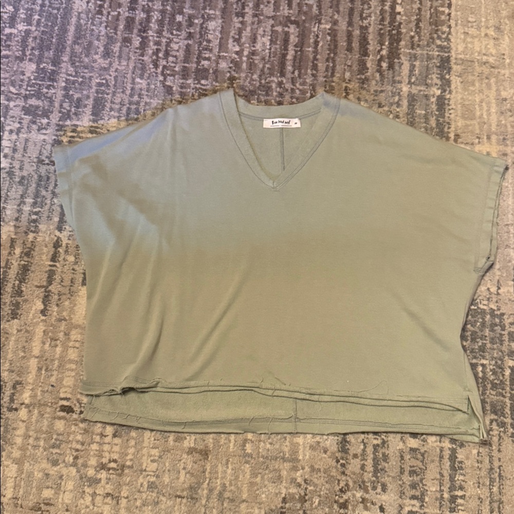 Three Bird Nest Soft Green V-Neck Top